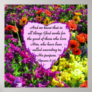 LILA BLOMMIGT ROMANS 8:28 PHOTO DESIGN POSTER