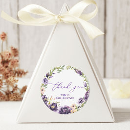 Lila Blommigt - rund favoritetikett Runt Klistermärke