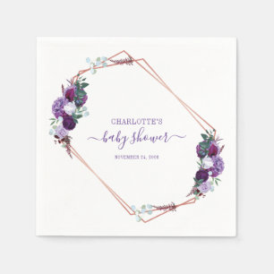 Lila Blommigt Script Girl Baby Shower Pappersservett