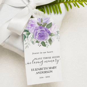 Lila Blommigt Seed Packet Memorial Funeral Presentetikett