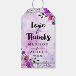 Lila Blommigt & Silver Bröllop Kärlek och tack Presentetikett