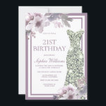 Lila Blommigt Silver Diamond Dress 21:a födelsedag Inbjudningar<br><div class="desc">Lila Blommigt Silver Diamond Dress Rustic 21:a födelsedagsinbjudan Matching-samling i Niche- och Nest-butiken. Konstruktion: https://www.etsy.com/shop/SmallHouseBigPony</div>