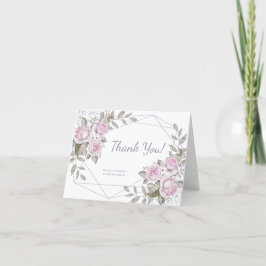 Lila Blommigt Silver Glitter Tack Kort