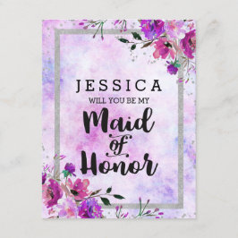 Lila Blommigt Silver kommer att vara min Maid of h Inbjudningar