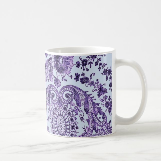 Lila Blommigt Snöre Kaffemugg (Höger)