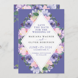 Lila Blommigt Spara datum Inbjudningar