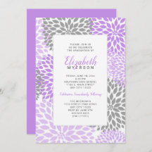 Lila Blommigt Studenten firande inbjudningar