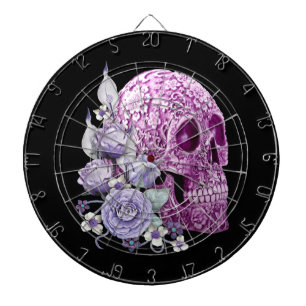 Lila Blommigt Sugar Skull Lila blommor Darttavla