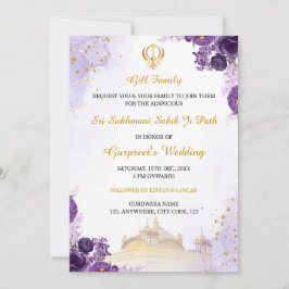 Lila Blommigt Sukhmani Sahib Väg-inbjudan Inbjudningar