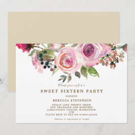lila blommigt sweet sixteen-inbjudan inbjudningar