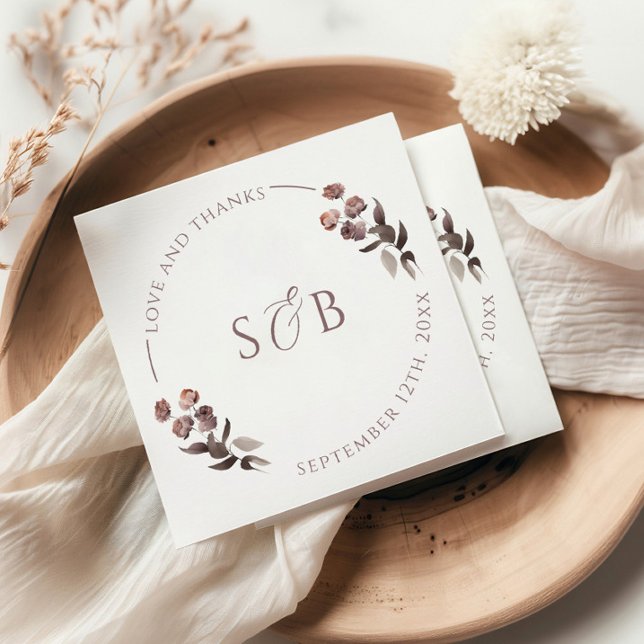 Lila Blommigt Tack Bröllop Pappersservett (Skapare uppladdad)