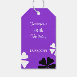 Lila Blommigt Tack, Namn, 2 sidor Presentetikett