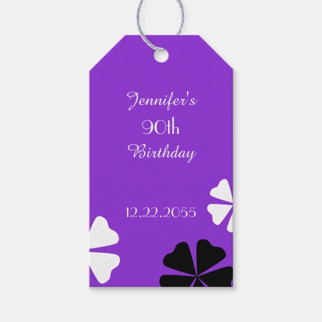 Lila Blommigt Tack, Namn, 2 sidor Presentetikett (Framsidan)