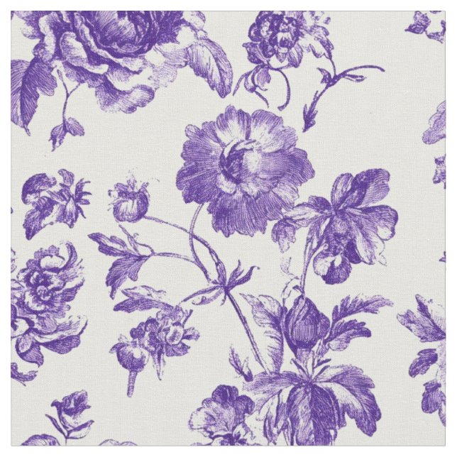 Lila Blommigt Toile-mönster Tyg (Närbild)
