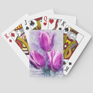 Lila Blommigt Tulip-uppspelningskort Casinokort