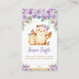 Lila Blommigt Uggla Baby Shower Diaper Raffle Tilläggskort