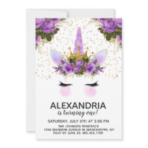 Lila Blommigt Unicorn Princess Birthday