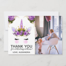 Lila Blommigt Unicorn Princess Tack Inbjudningar