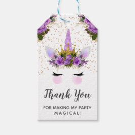Lila Blommigt Unicorn Princess Tack Presentetikett
