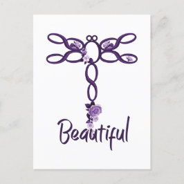 Lila Blommigt "vacker" Dragonfly-design Vykort