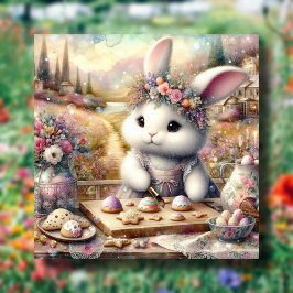 Lila Blommigt Vattenfärgsbunj och Påsk-träd Julkort