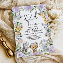 Lila Blommigt Vild 1 Jungle Safari Birthday Girl