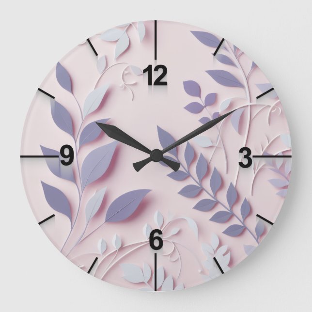Lila Blommigt Wall Clock-Ai-design Stor Klocka (Framsida)