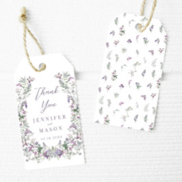 Lila blommigt Wandeboho bröllop tack Presentetikett