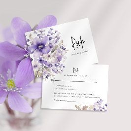 Lila Blommigt Watercolor Bröllop OSA Card