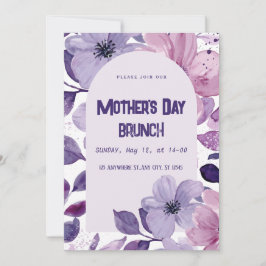 Lila Blommigt Watercolor Brunch Inbjudan