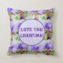 Lila Blommigt Watercolor Kärlek Du Grandma Cushion Kudde