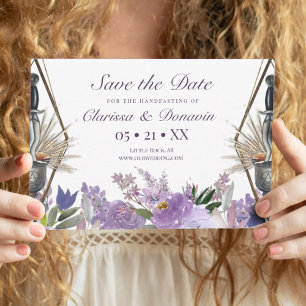 Lila Blommigt Wiccan Rite of Union Handfixing Spara Datumet