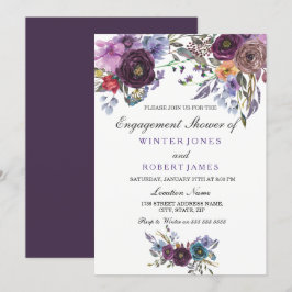 Lila Blommigt Winter Wedding Enagagement Shower Inbjudningar