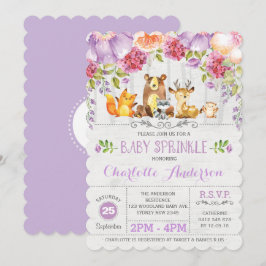 Lila Blommigt Woodland Forest Baby Sprinkle Inbjud Inbjudningar