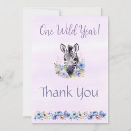 Lila Blommigt Zebra Birthday Tack du Card Inbjudningar