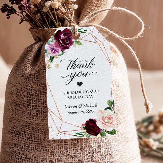 Lila  Blommigten Ro Bröllop Tack Presentetikett (Skapare uppladdad)