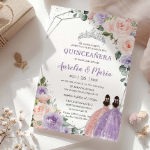 Lila  Blommigten Ro Twillingar Silver Quinceañera
