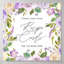 Lila Blommigts Calligraphy-skriptmottagningskort Poster