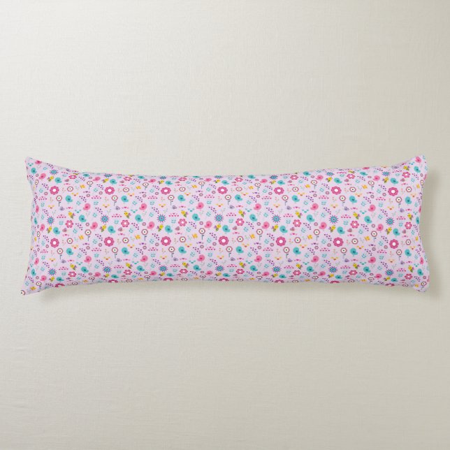 Lila Blommönster Cute Pastel Body Pillow Kroppskudde (Framsidan)