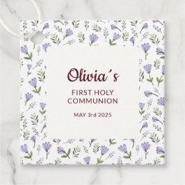 Lila Blommönster Första kommissionen Gåvor Etiketter