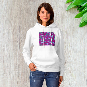 Lila blommönster med blå blommor t shirt