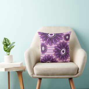 Lila Blommönster Modern Abstrakt Blomdesign Kudde