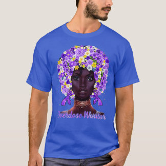 Lila blommor Afro Hair Black Woman Overdose Warr T Shirt