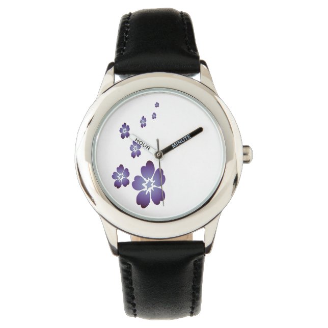 Lila blommor armbandsur (Framsida)