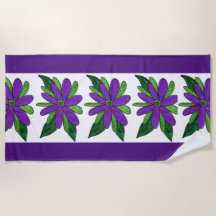 Lila blommor Beach Towel