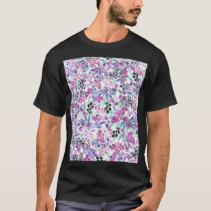 Lila blommor & Berries: Vattenfärg T Shirt