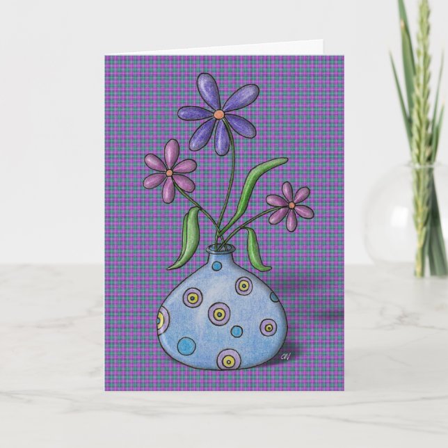 "Lila blommor Birthday Card Kort (Framsida)
