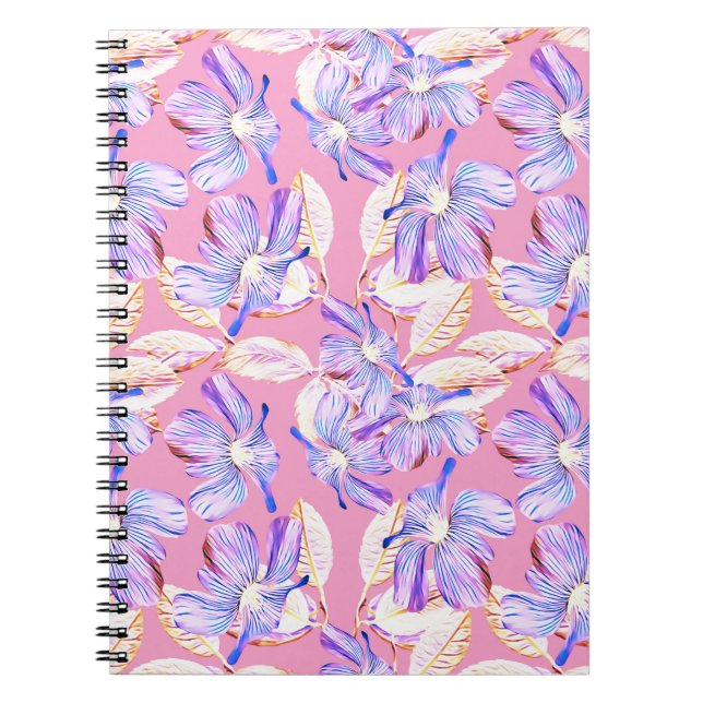 Lila blommor: Blommigt för vattenfärg Elegance. Anteckningsbok (Framsidan)