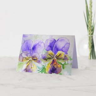 Lila blommor Blommigt Viola Watercolor Art Card Kort