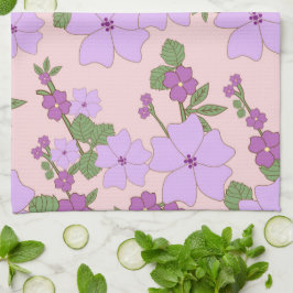 Lila blommor, Blommönster, Mönster om blommor Kökshandduk